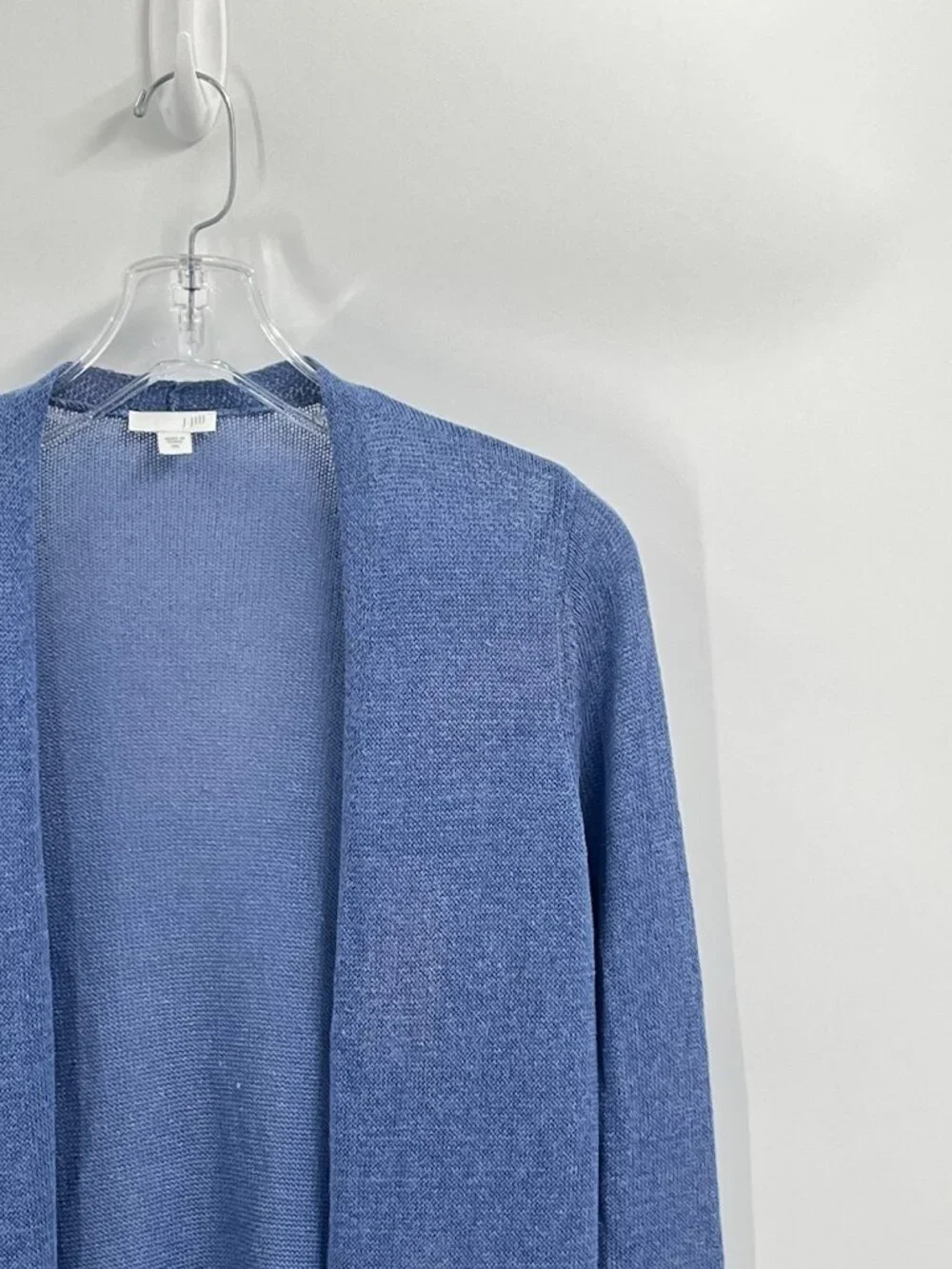 J Jill Lightweight Long Line Cardigan Linen Blue Sz XS Coastal Grandmother